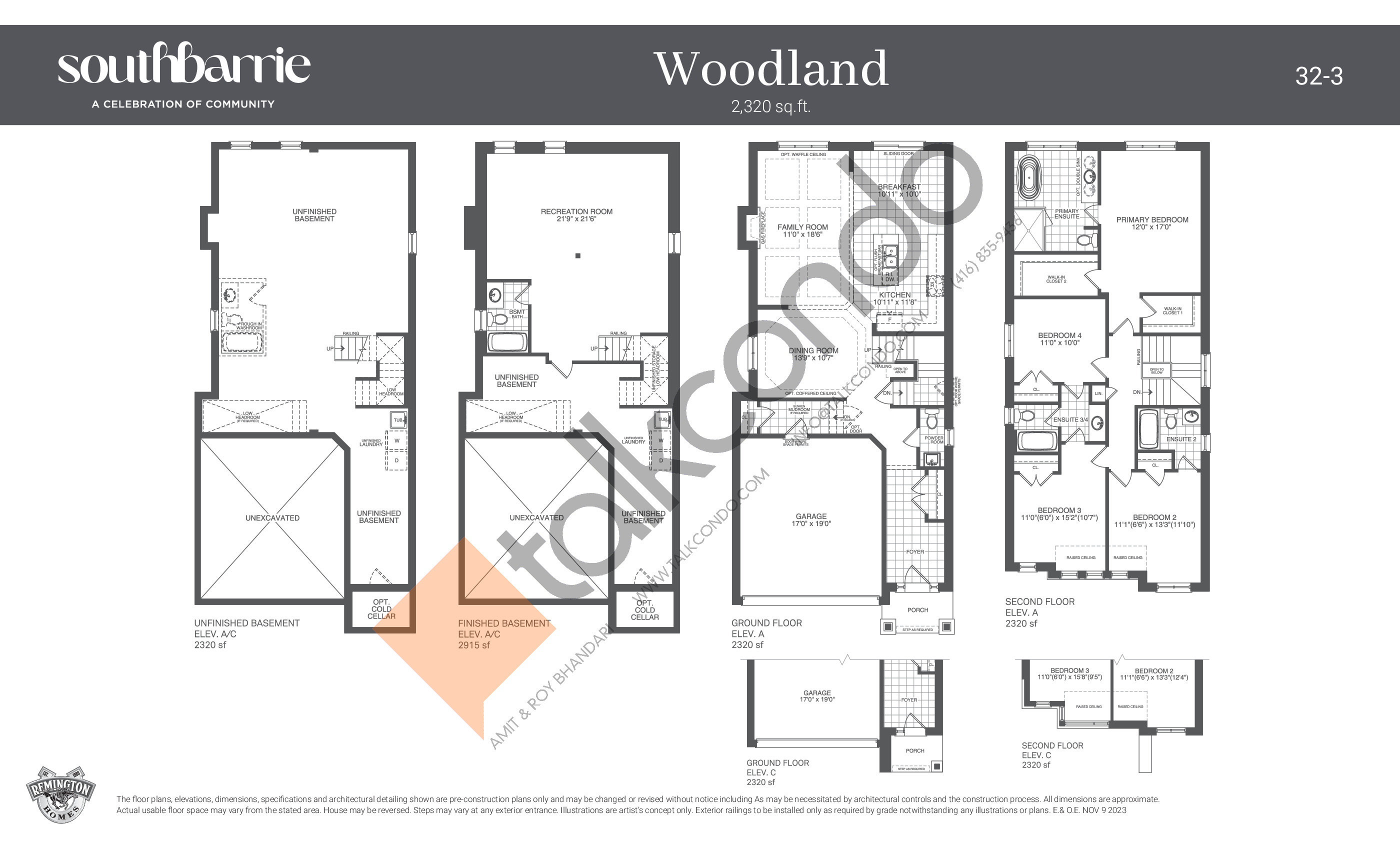 South Barrie by Remington Homes Woodland 2320 sq.ft. 4 bedrooms